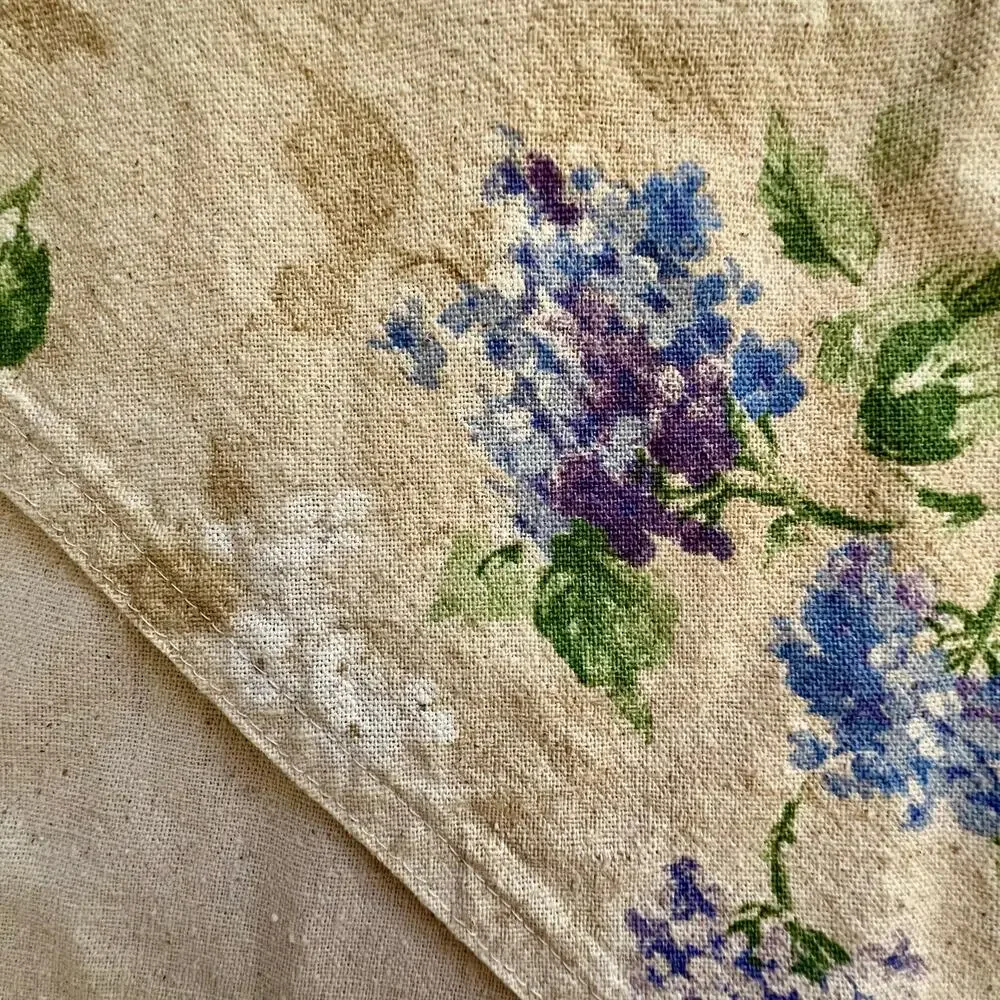 Vintage 90s Pier 1 Hydrangea Table Runner Set Placemats Napkins Floral Cotton